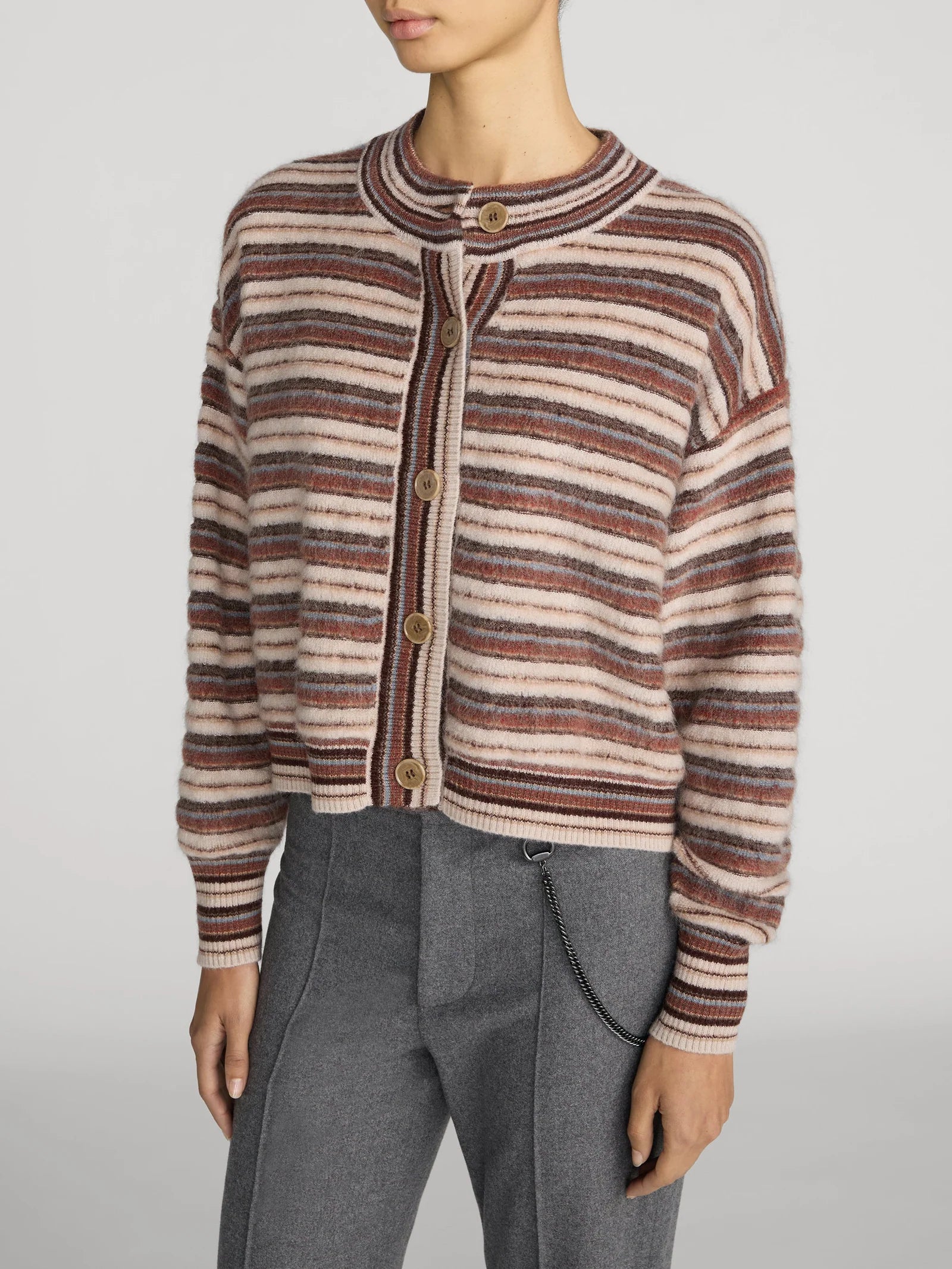 The Femme Cardi - Sky Blue Multi Stripe
