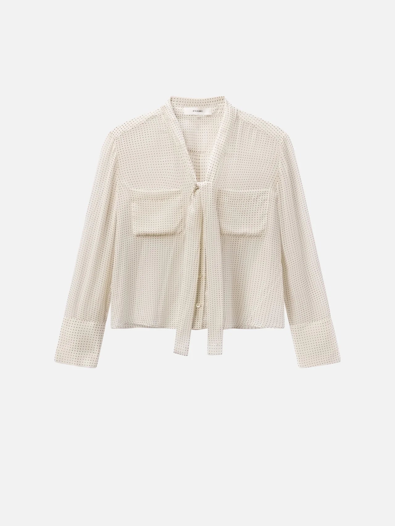 Polka Dot Modern Tie Blouse - Cream