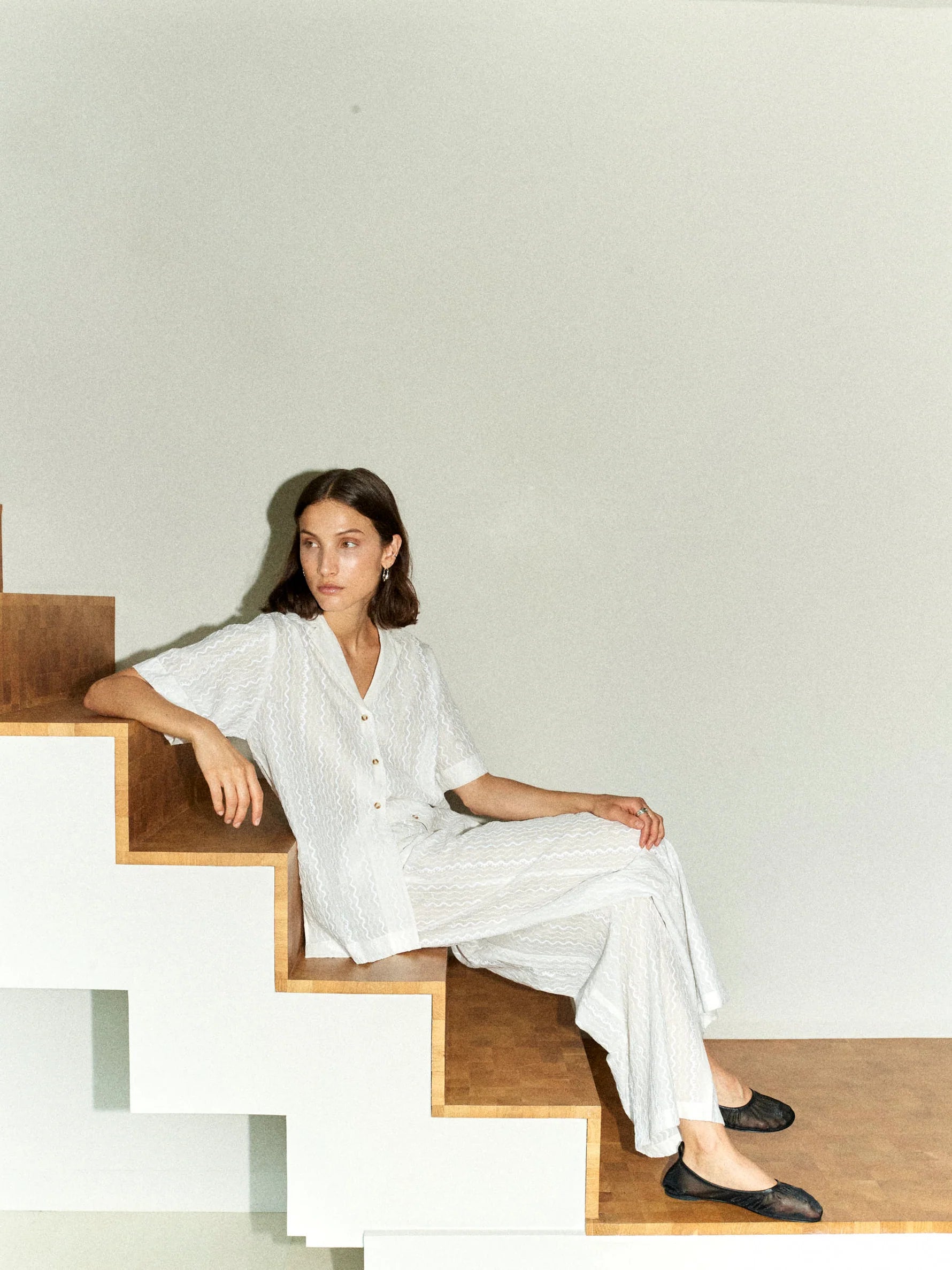 Bondi Trouser- Ivory Embroidered Trouser