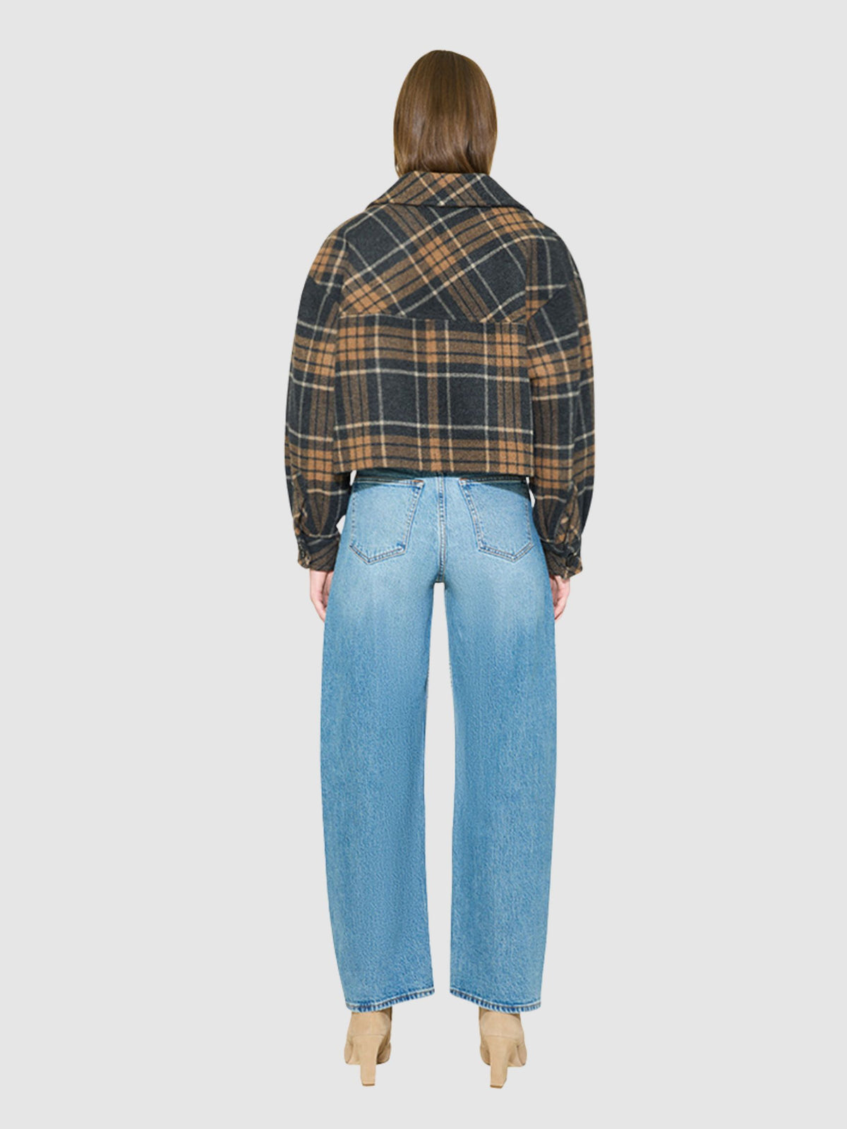 Zoey Jacket - Camel Grey Plaid