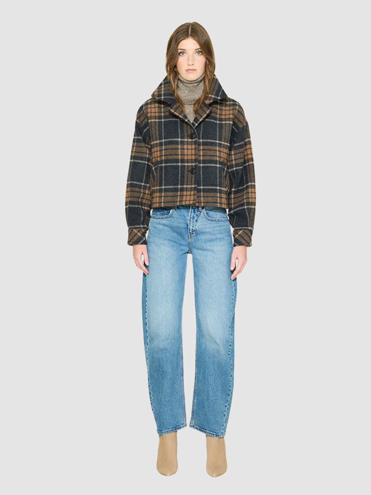Cropped italian wool cashmere blend