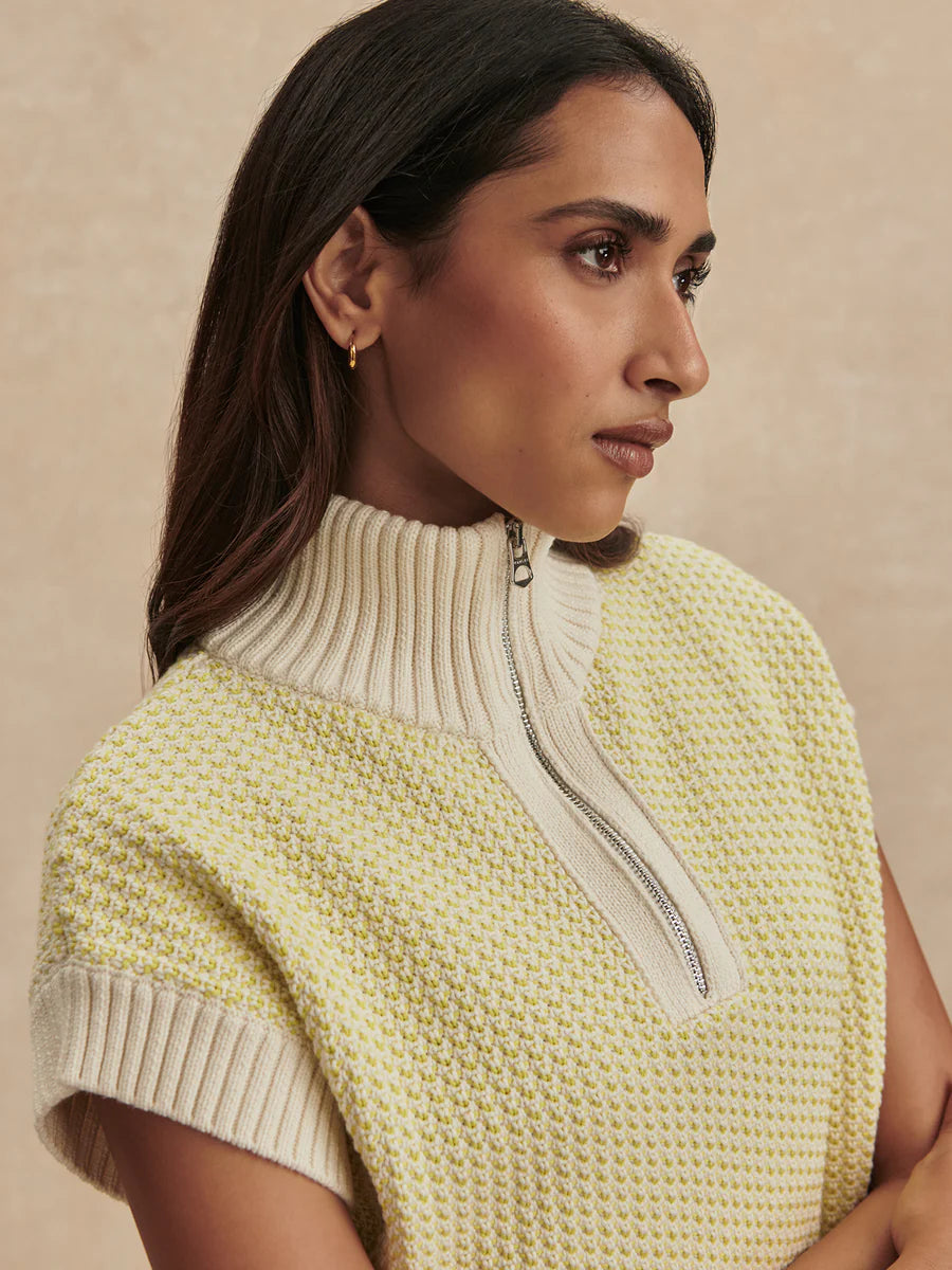 Fowley Knit Top - Snow White/ Limeade