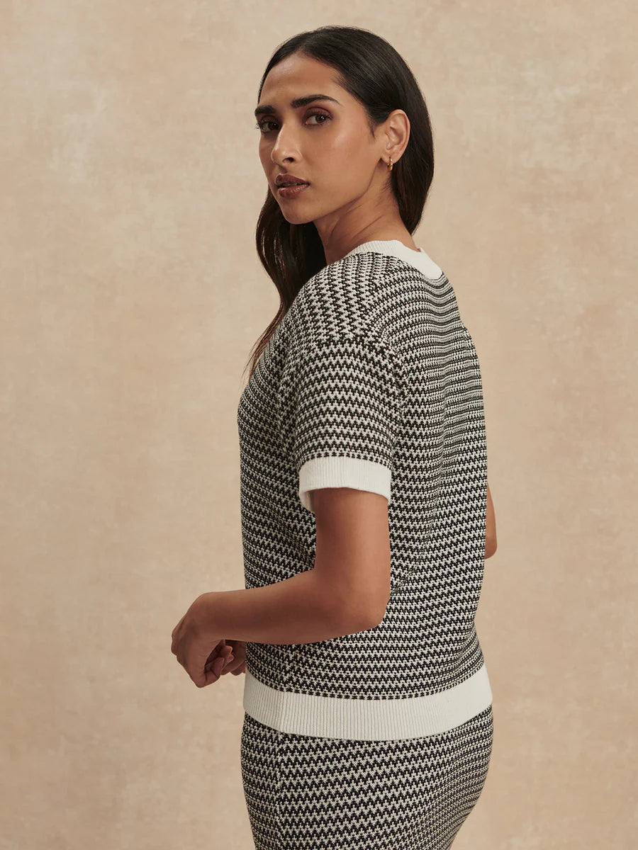 Dora 2.0 Knit Top - Snow White/ Black