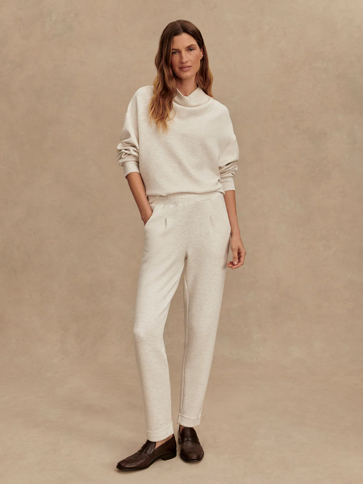The Rolled Cuff Pant 28.5" - Ivory Marl