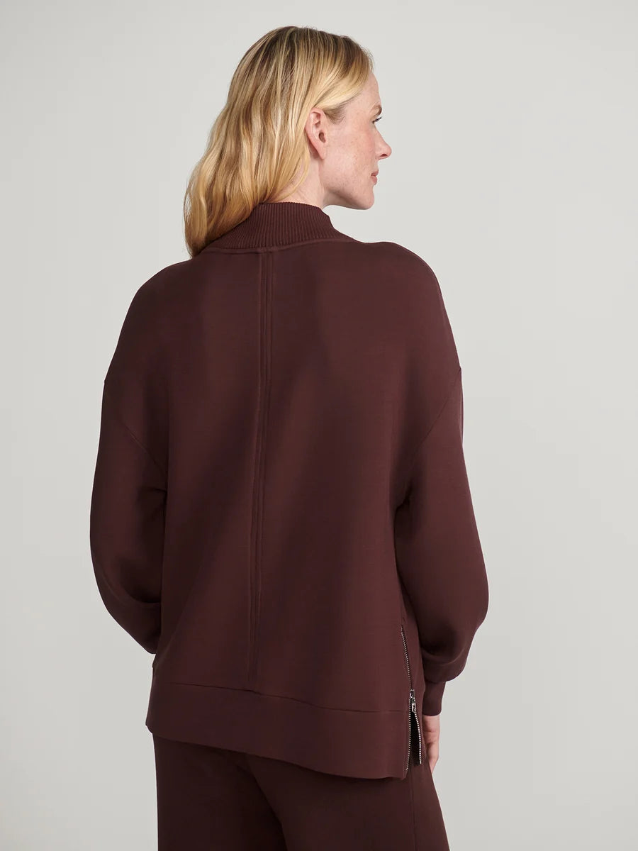 Novi Longline Mock Neck Sweater - Deep Mahogany