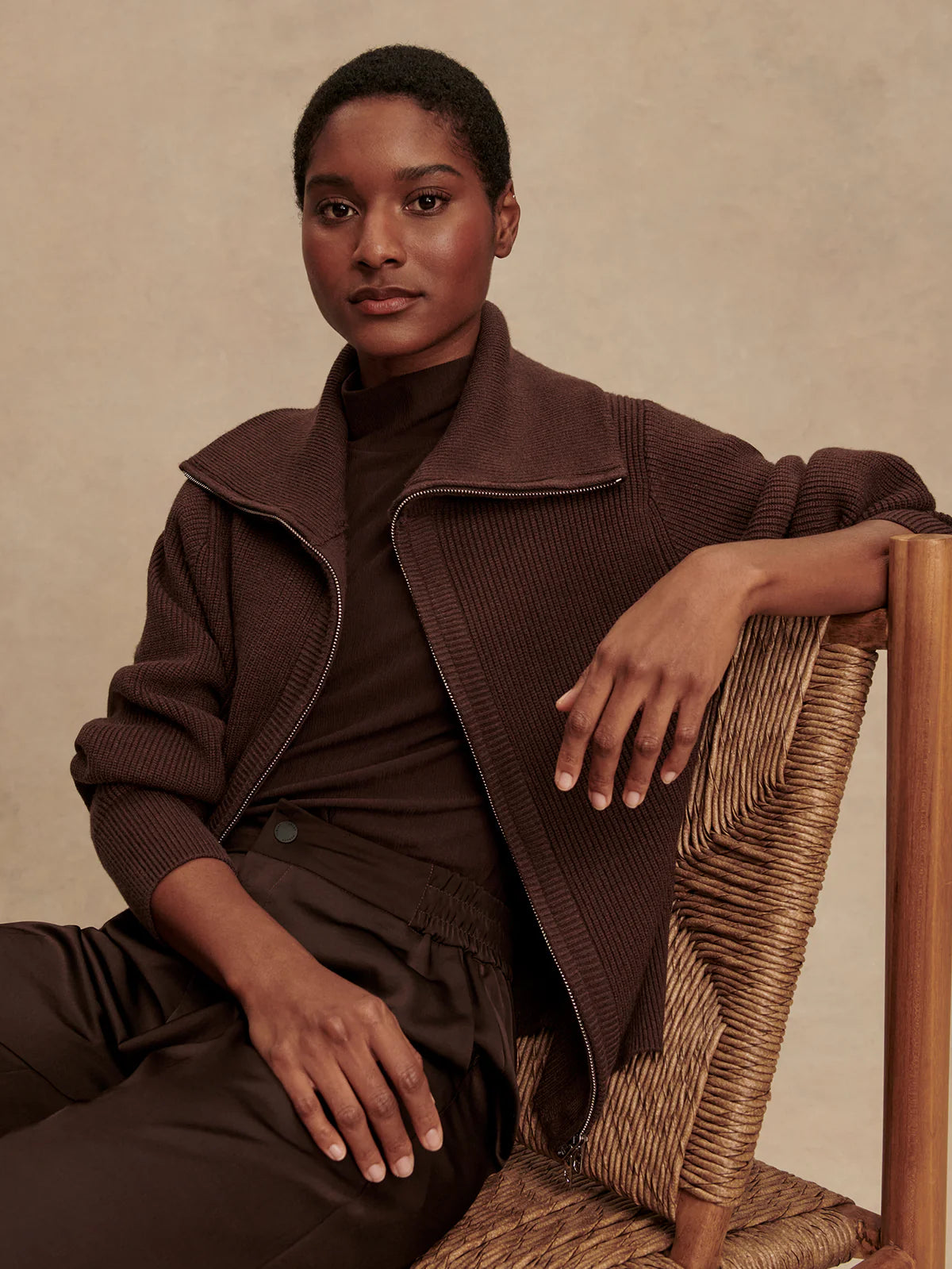 Enrico Knit Jacket - Coffee Bean