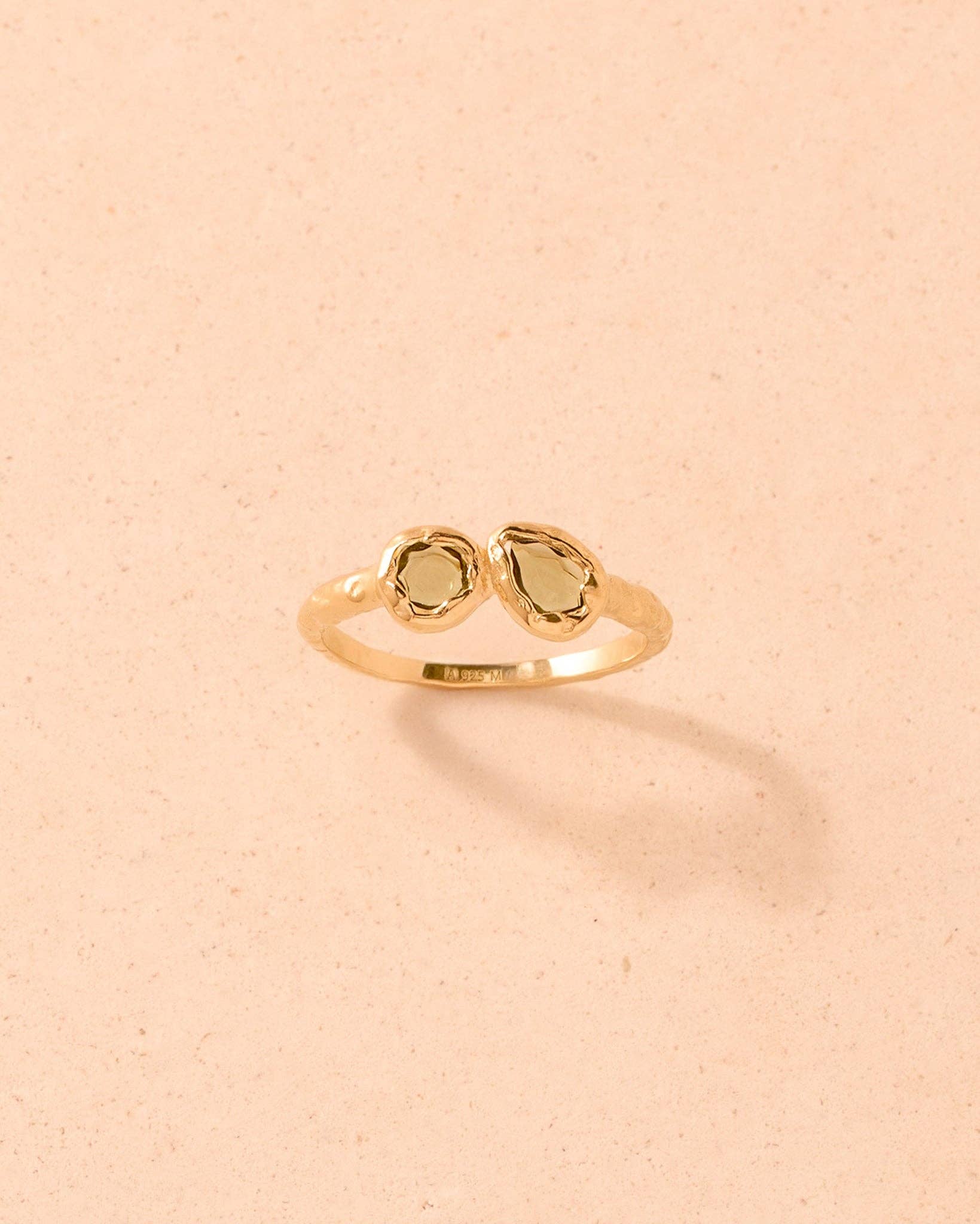 Agapée Lysiana Ring - Dark Green Stone & Gold | Waterproof Jewelry