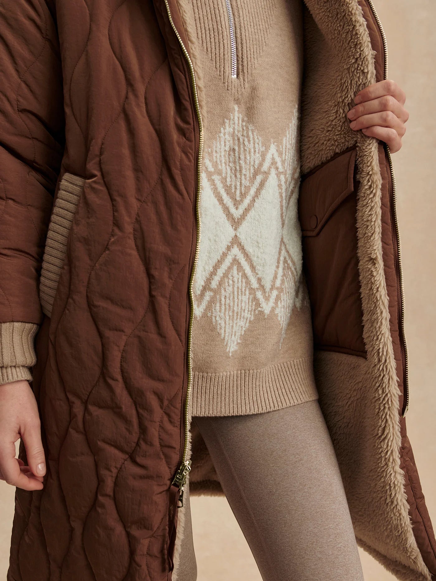 Theia Reversible Coat - Light Taupe/Cocoa Dust