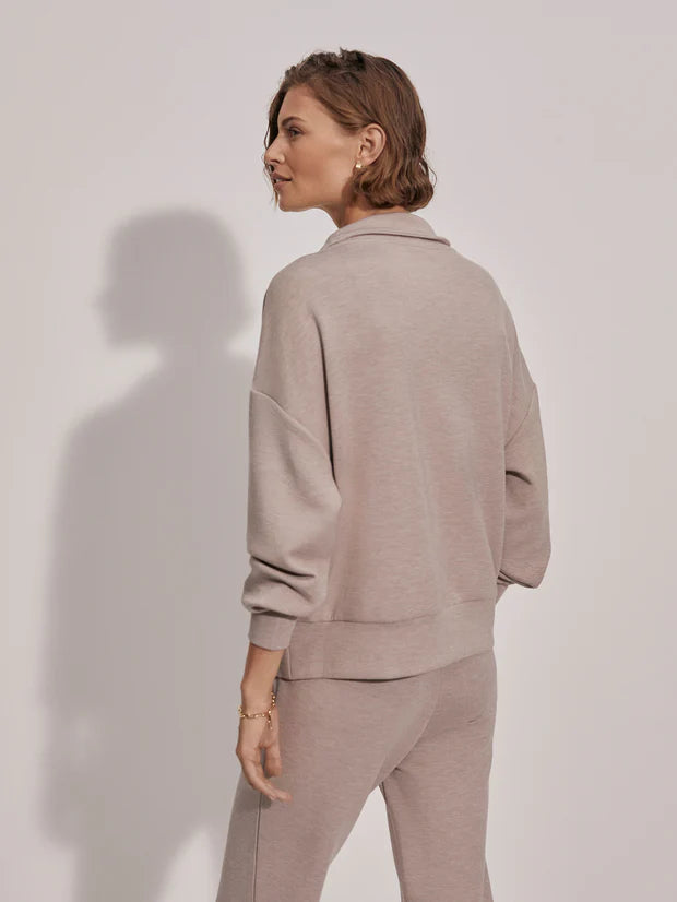 Hawley Half-Zip Sweat - Taupe Marl