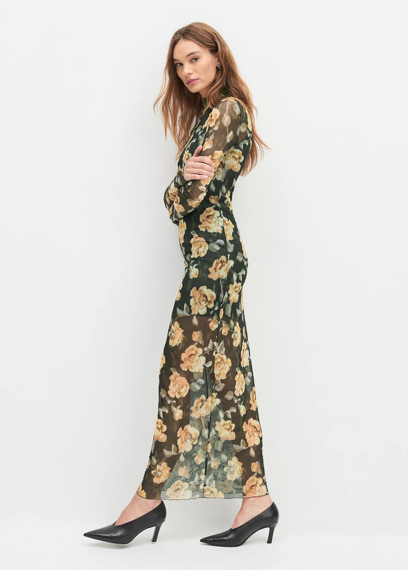 The Sheer Fantasy Dress - Golden Flowerbed