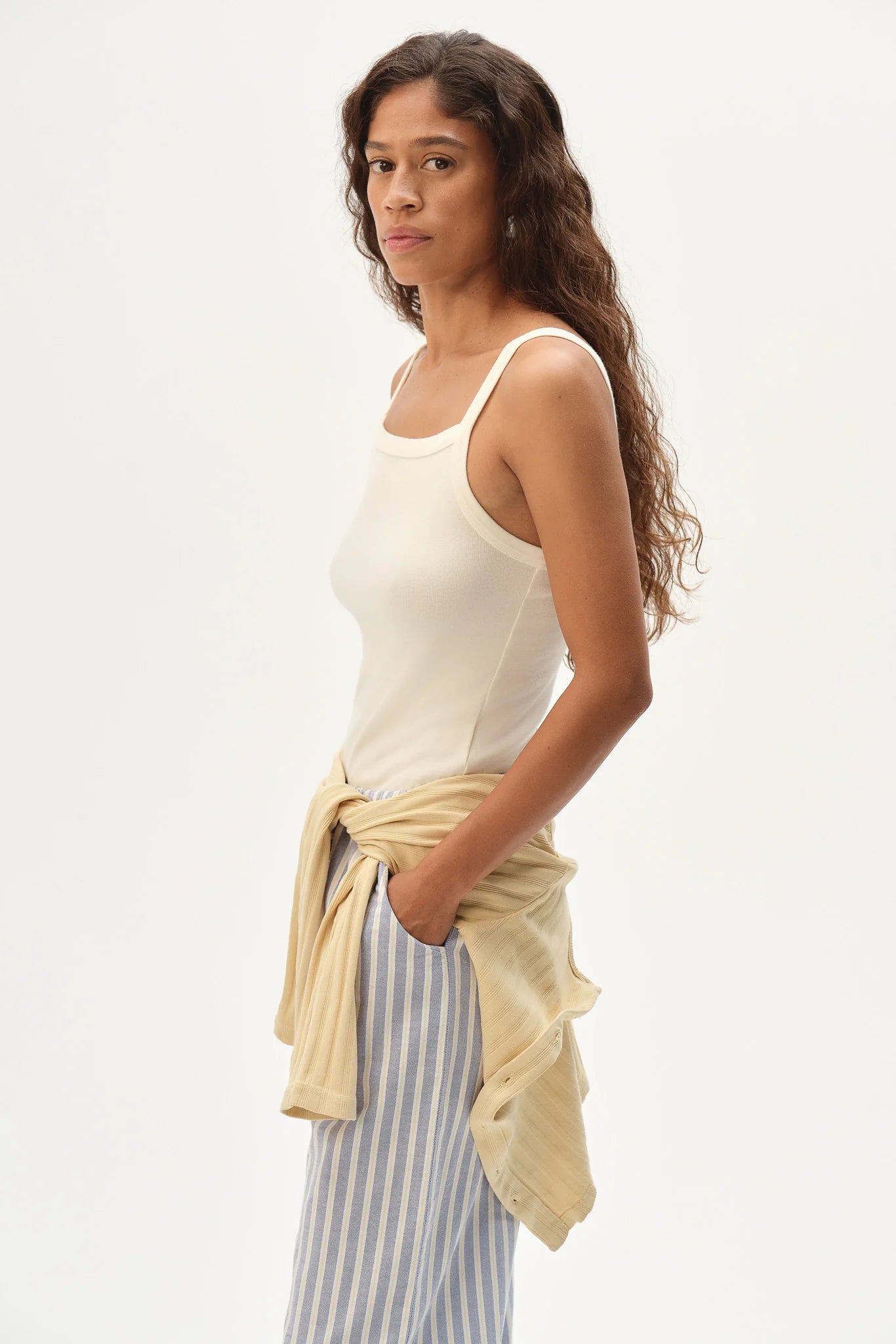 The Baby Rib Square Neck Tank - Creme