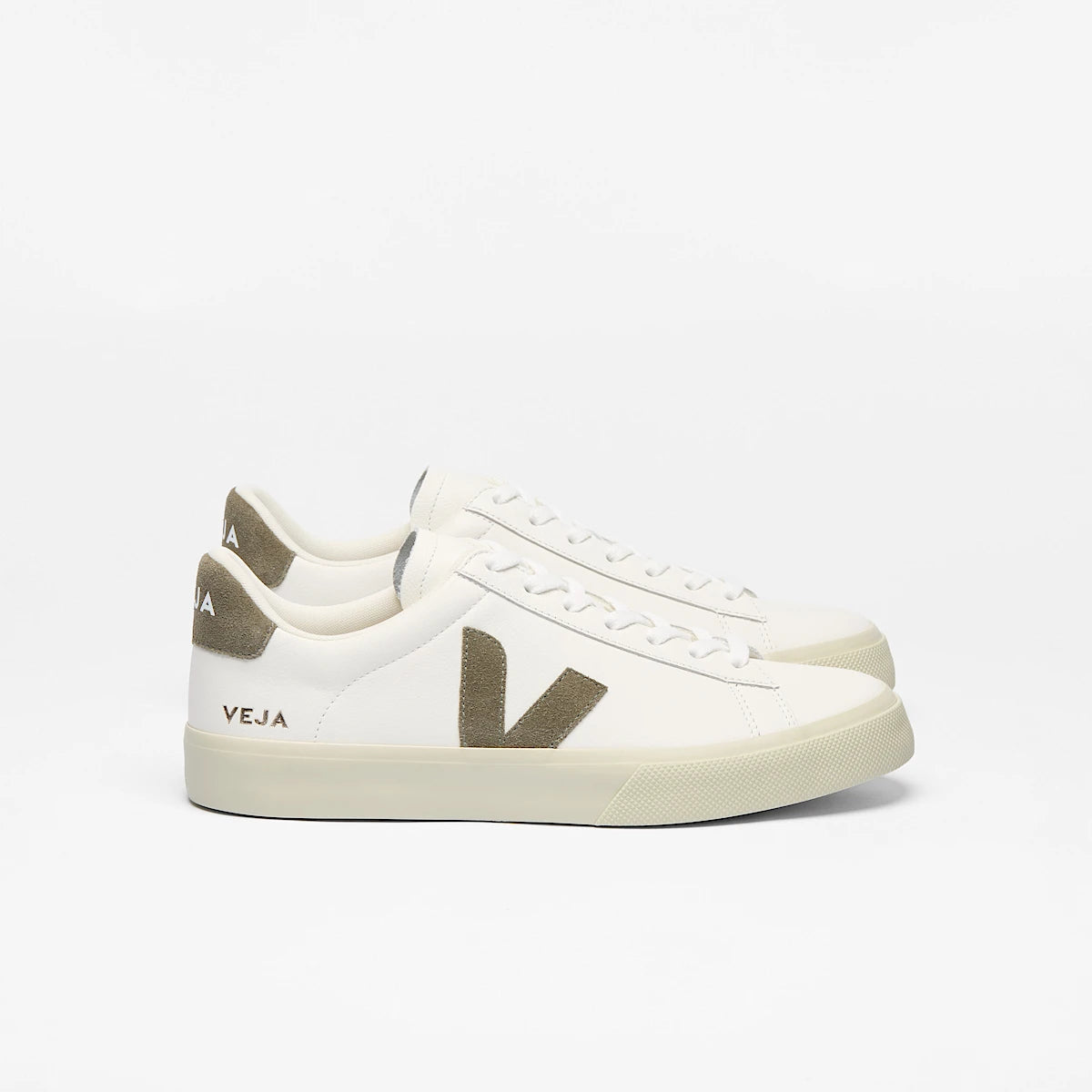 leather white and kaki sneaker